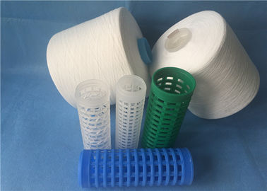 China Virgin Raw White 100% Ring Spun Polyester Yarn 20/2 Plastic Dye Cone Yarn 1.25kg / Cone supplier