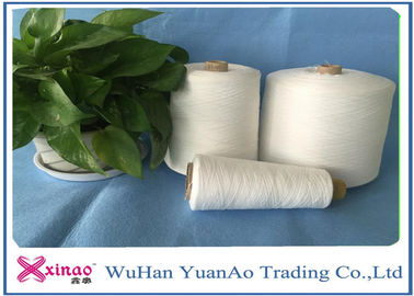China High Strength Raw White 100 Spun Polyester Yarn Z Twist For Knitting , 17cm Cone supplier