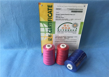 China Pink /Red / Blue Polyester Sewing Thread On Plastic Dyed Cone For Textile / Garment supplier