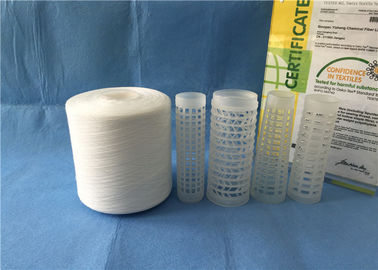 Pure White Ring Spun Polyester Sewing Thread Yarn With Plastic Tube Non Knot