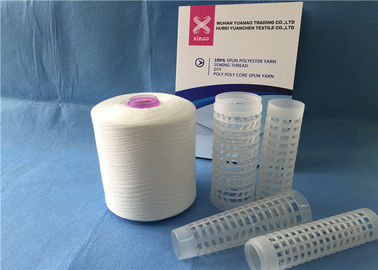 Pure White Ring Spun Polyester Sewing Thread Yarn With Plastic Tube Non Knot