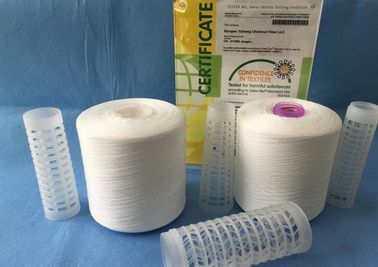 Raw White 100 Polyester Spun Yarn / Polyester Sewing Thread On Plastic Tube