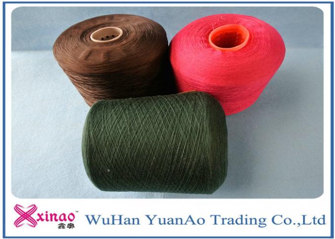 High Tenacity Spun Dyed Polyester Yarn / 100% Polyester Colored Thread Yellow Red Green