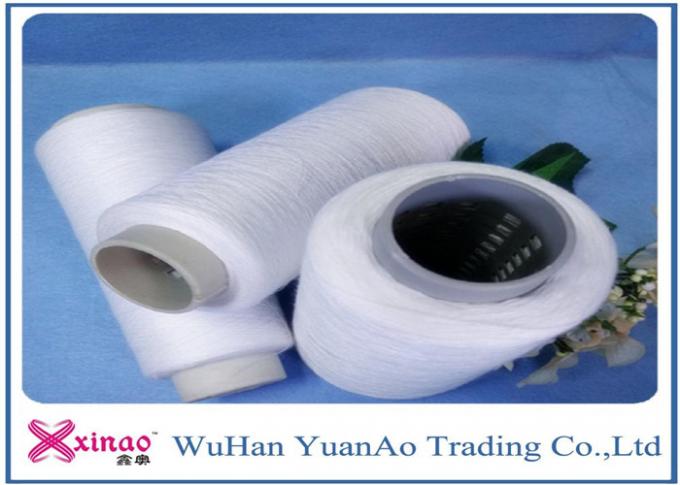 Low Shrinkage Raw White Yarns with Spun 100% Polyester on Plastic Core , High Tenacity