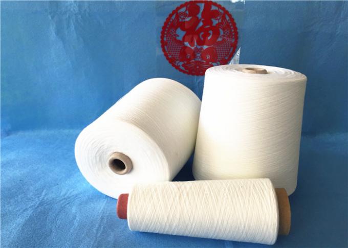 Nature White 100 Spun Polyester Yarn Shrink Resistance For Knitting / Sewing