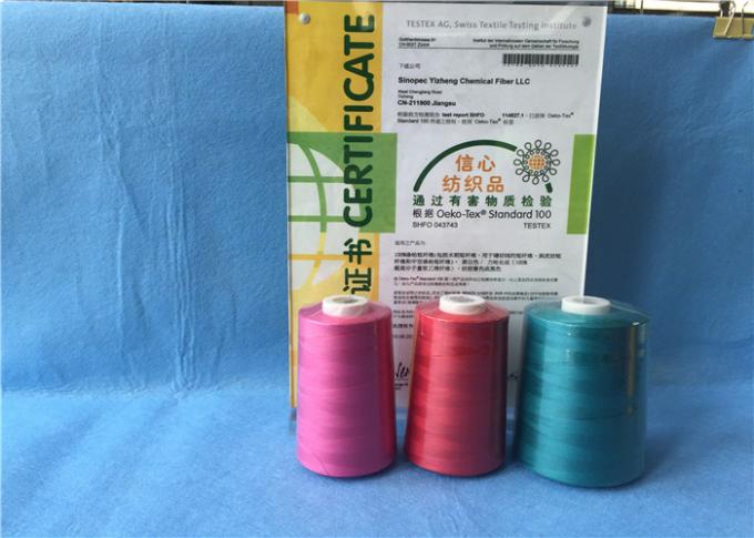 Pink /Red / Blue Polyester Sewing Thread On Plastic Dyed Cone For Textile / Garment