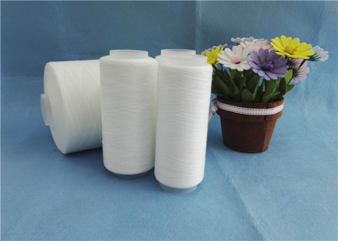 100 Percent Virgin Raw White 60 / 3 Spun Polyester Yarn Plastic Cone