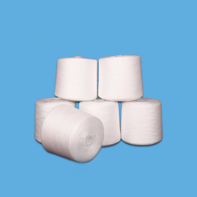Raw White 100% Spun Polyester Sewing Thread Yarn Count 60/2 Plastic Dye Cone Yarn