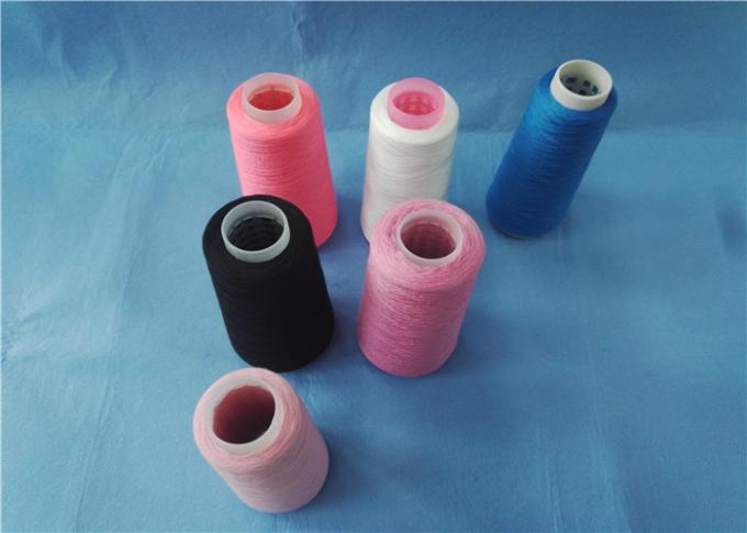 Dyed 100% Polyester Yarn , Spun Polyester Yarn 40s / 2 On Plastic Tube