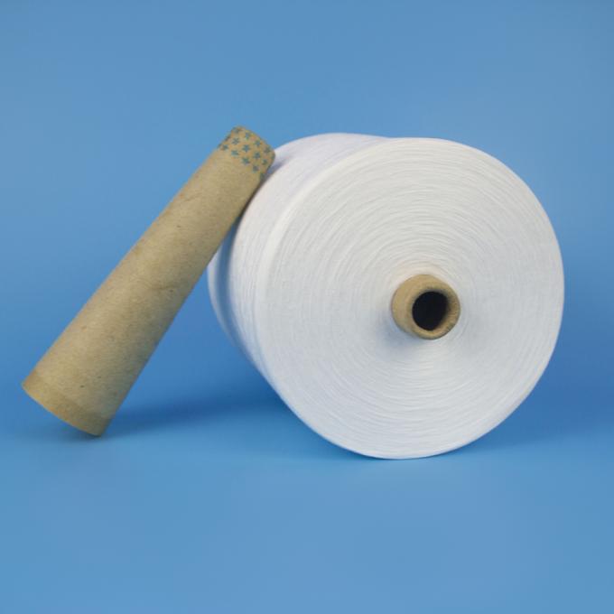 Eco - Friendly 100 Spun Polyester Yarn S Twist And Z Twist Yarn Raw White Bright