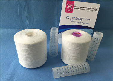 Pure White Ring Spun Polyester Sewing Thread Yarn With Plastic Tube Non Knot