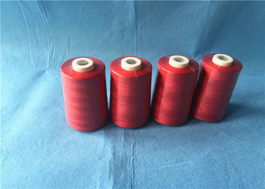 Red Color Polyester Core Spun Yarn For Sewing / Knitting / Weaving High Tenacity 