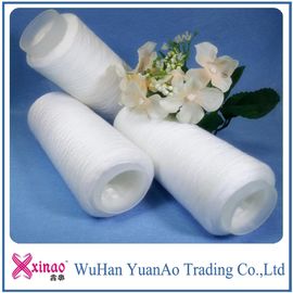 Raw White 100% Ring Spun Polyester Yarn For Sewing On Paper Core / Dyeing Tube / Hank supplier