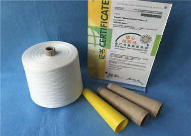 Tenacit Tinggi 100 Mentah Putih / Dicelup Cincin Spun Polyester Benang 200-800 TPM pemasok