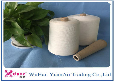 High Strength Raw White 100 Spun Polyester Yarn Z Twist For Knitting , 17cm Cone supplier