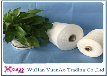 High Strength Raw White 100 Spun Polyester Yarn Z Twist Untuk Knitting, Cone 17cm pemasok