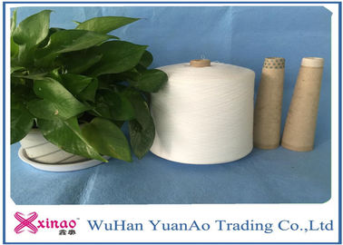 High Strength Raw White 100 Spun Polyester Yarn Z Twist For Knitting , 17cm Cone supplier