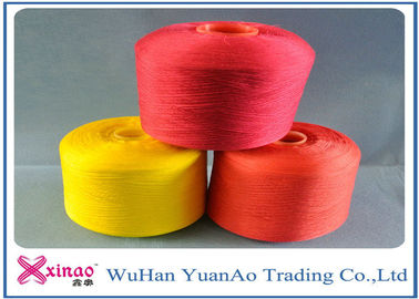 Keuletan tinggi Spun Polyester Dicelup Benang / 100% Polyester berwarna Thread Kuning Merah Hijau pemasok