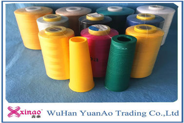 Custom Thick 100% Polyester Sewing Thread 5000M Dicelup untuk Jeans / Bag Closing, 40/2 Count pemasok