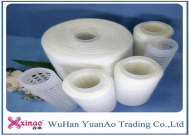 Low-elongasi 202 Spun Polyester Merajut Benang Baku Putih pada Plastik Inti pemasok