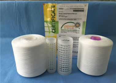 100% Polyester 20-60s Spun Raw White Yarn / Weaving Thread On Plastic Tube supplier