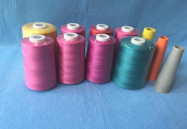 100% Cone Chemical Resistance Ring Spun Benang Polyester / Thread Jahit Tugas Berat pemasok