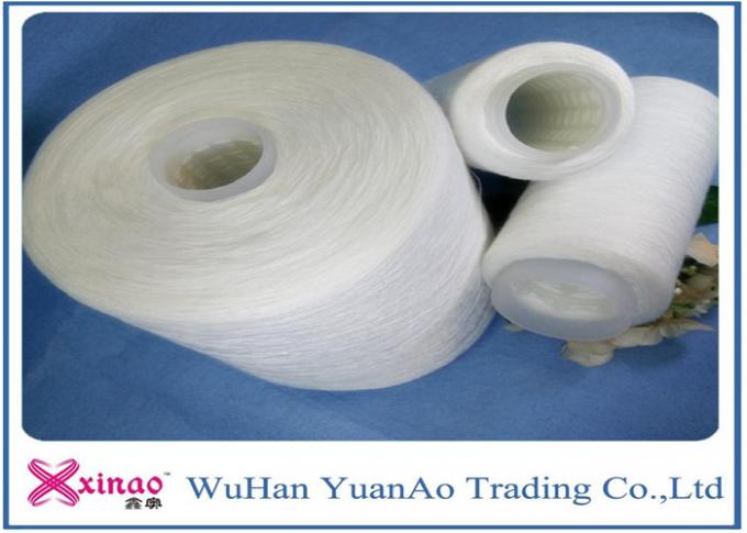 Raw White 100% Ring Spun Polyester Yarn For Sewing On Paper Core / Dyeing Tube / Hank
