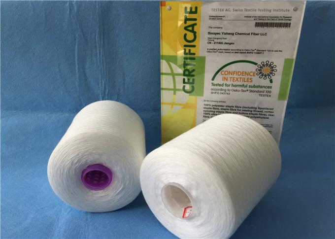 100% Polyester 20-60s Spun Raw White Yarn / Weaving Thread On Plastic Tube